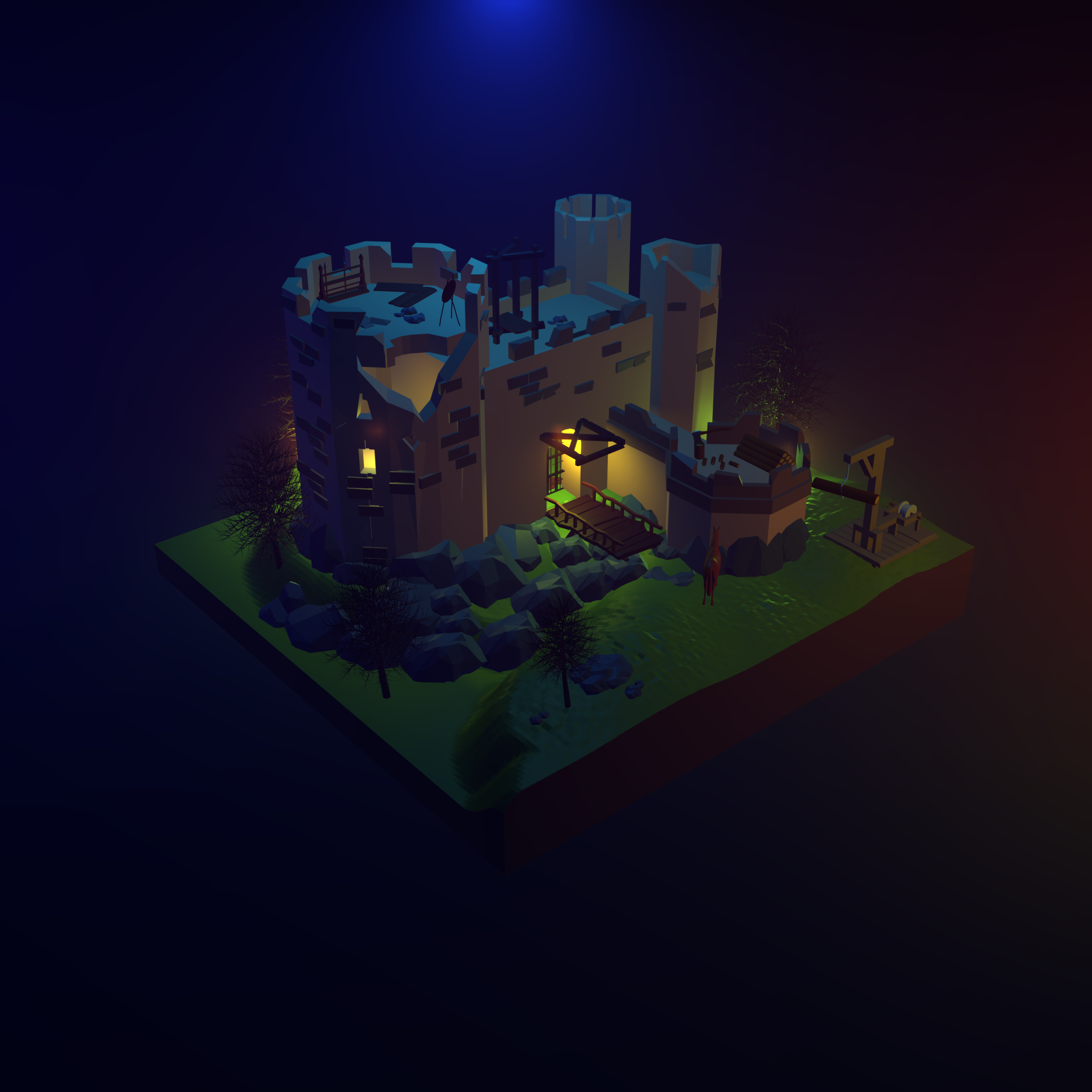 Low Poly Castle Scene preview image 1